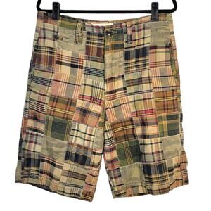 American Eagle Madras Shorts Men's 30 Plain Camo Patchwork Bermuda Preppy Beachy